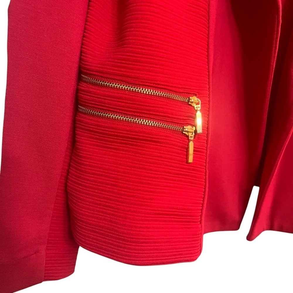 Chico’s Jacket Modern Ponte Pieced solid LS Renaissance Red - Picture 3 of 5
